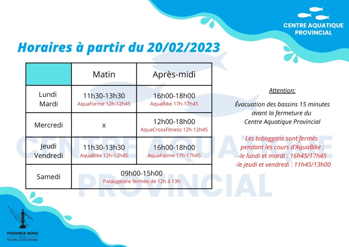 horaire à partir du 20 fev 2023